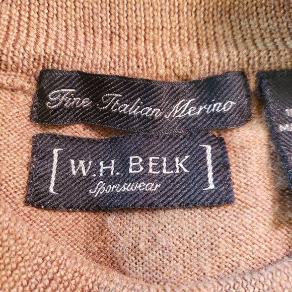 W.H. Belk Sportswear Merino Wool Long Sleeve Mock Turtleneck Tan Sweater Size L - Picture 7 of 7